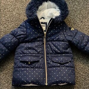 Navy Polka Dot Hooded Jacket. Worn few times